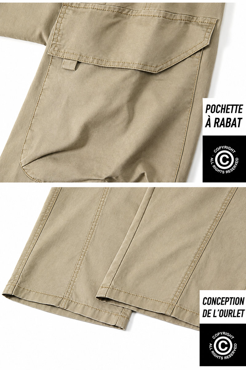 Pantalon cargo homme oversize en Tencel léger, style urbain américain, coupe droite décontractée avec poches multiples