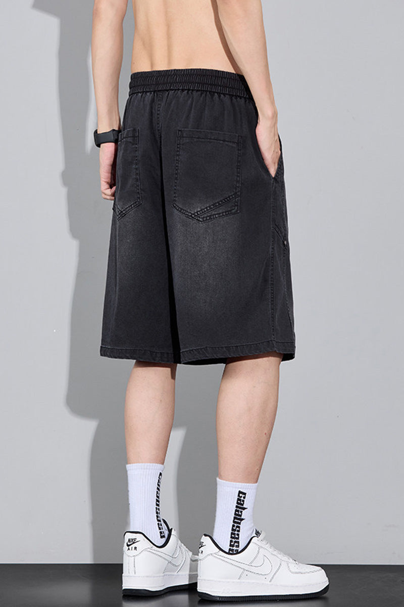 Bermuda Homme en Denim Tencel – Coupe Droite Ample, Léger et Respirant, Style Streetwear Tendance