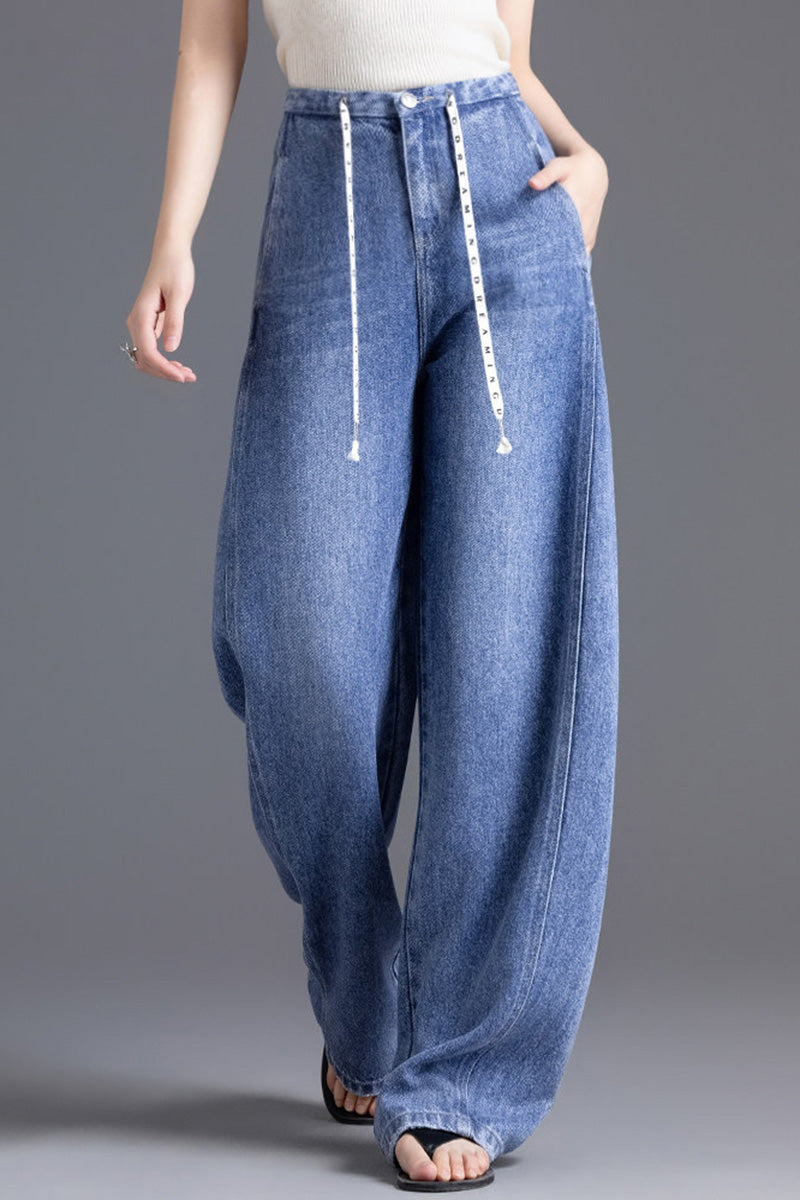 Pantalon jean femme en Tencel™ Lyocell – Coupe large décontractée, style tendance à jambes larges