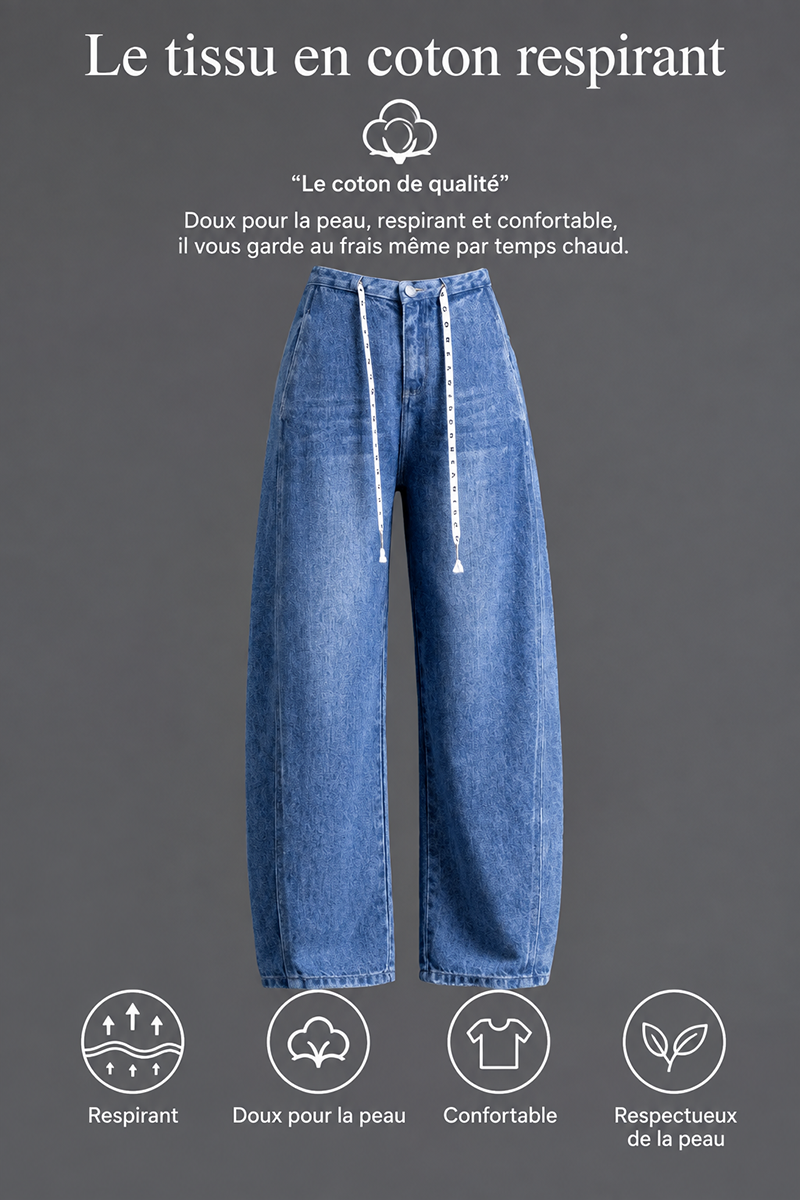 Pantalon jean femme en Tencel™ Lyocell – Coupe large décontractée, style tendance à jambes larges