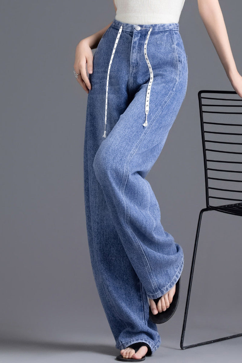 Pantalon jean femme en Tencel™ Lyocell – Coupe large décontractée, style tendance à jambes larges