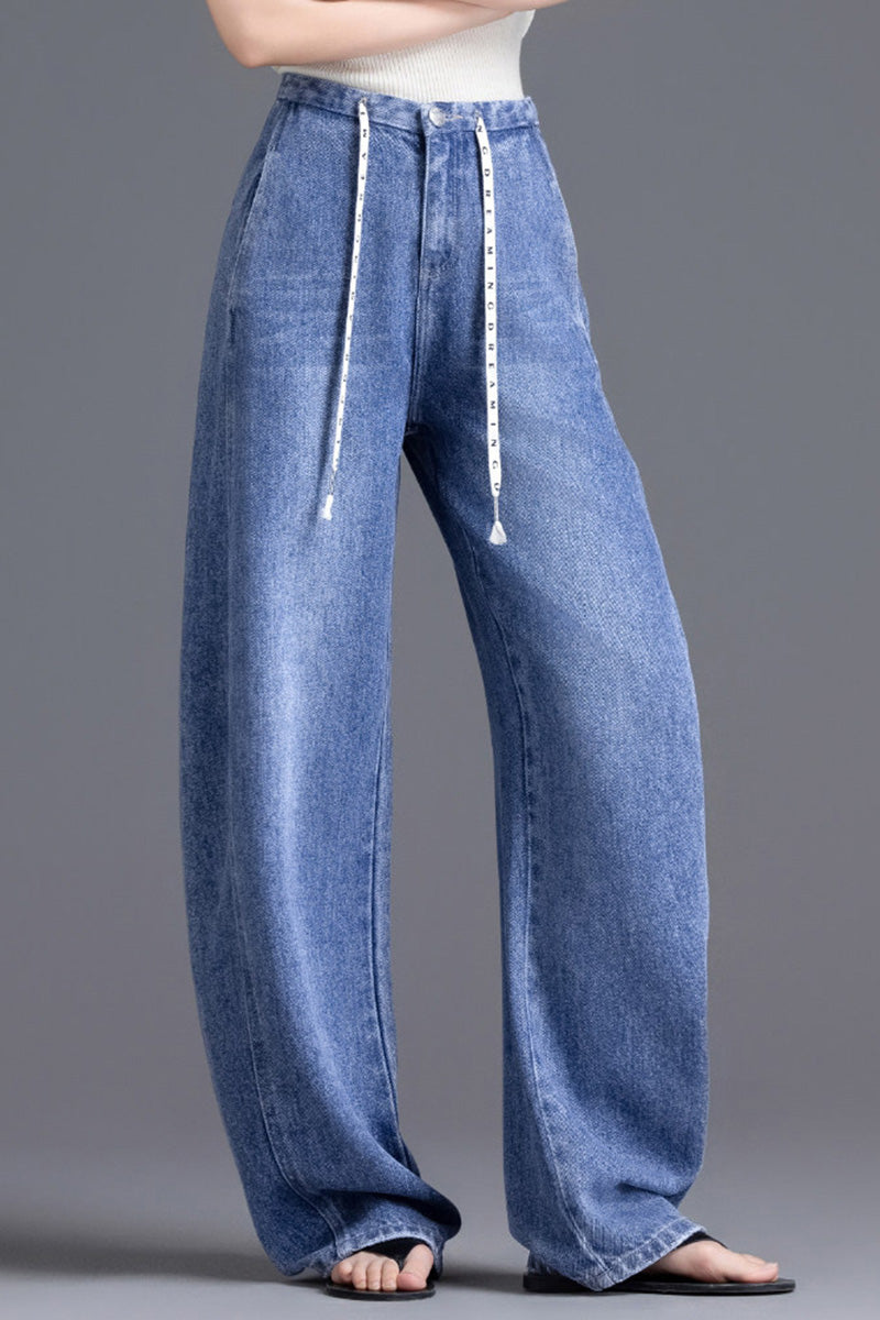 Pantalon jean femme en Tencel™ Lyocell – Coupe large décontractée, style tendance à jambes larges