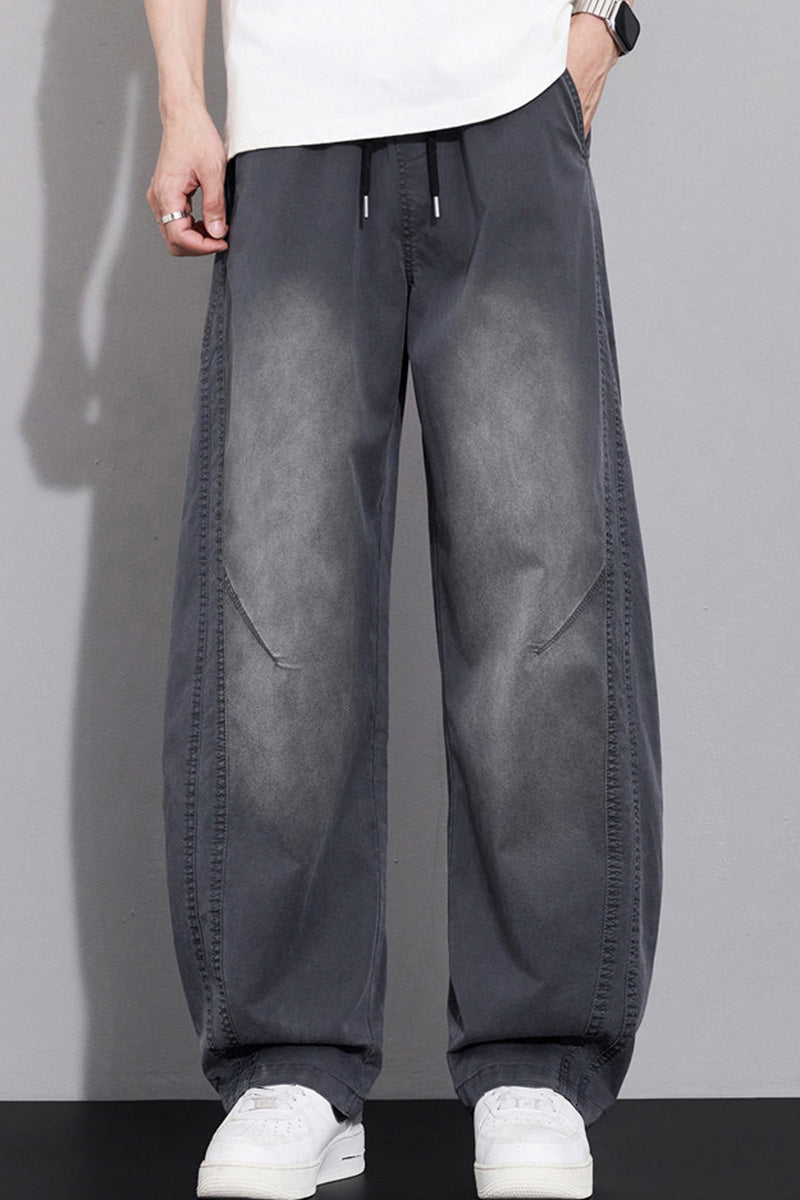 Jean homme en lyocell coupe sabre, pantalon décontracté droit ample style streetwear