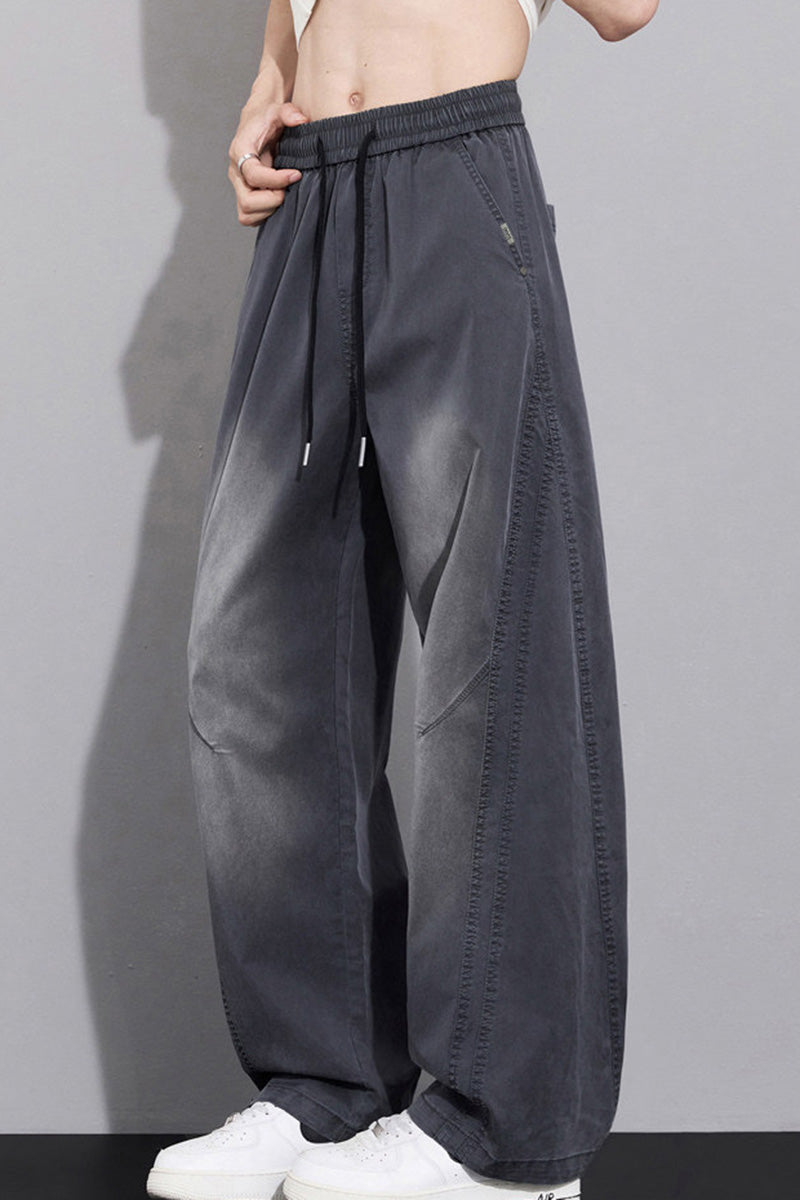 Jean homme en lyocell coupe sabre, pantalon décontracté droit ample style streetwear