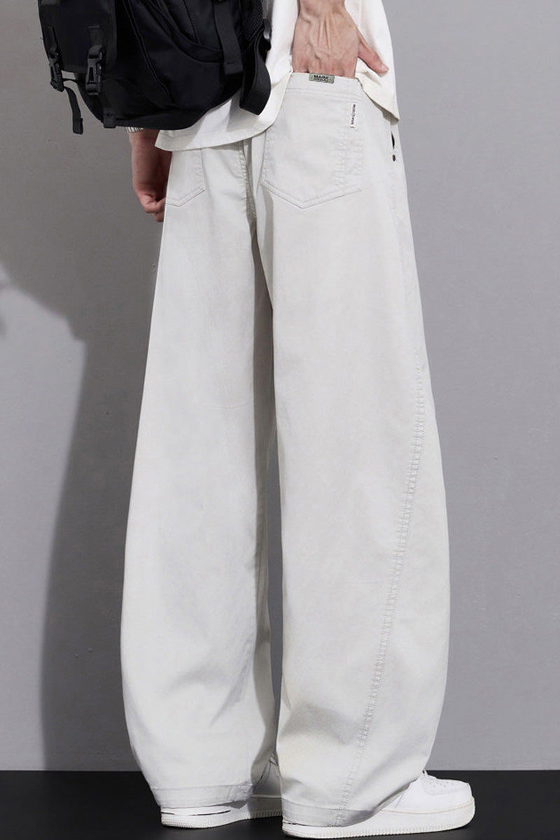Jean homme en lyocell coupe sabre, pantalon décontracté droit ample style streetwear