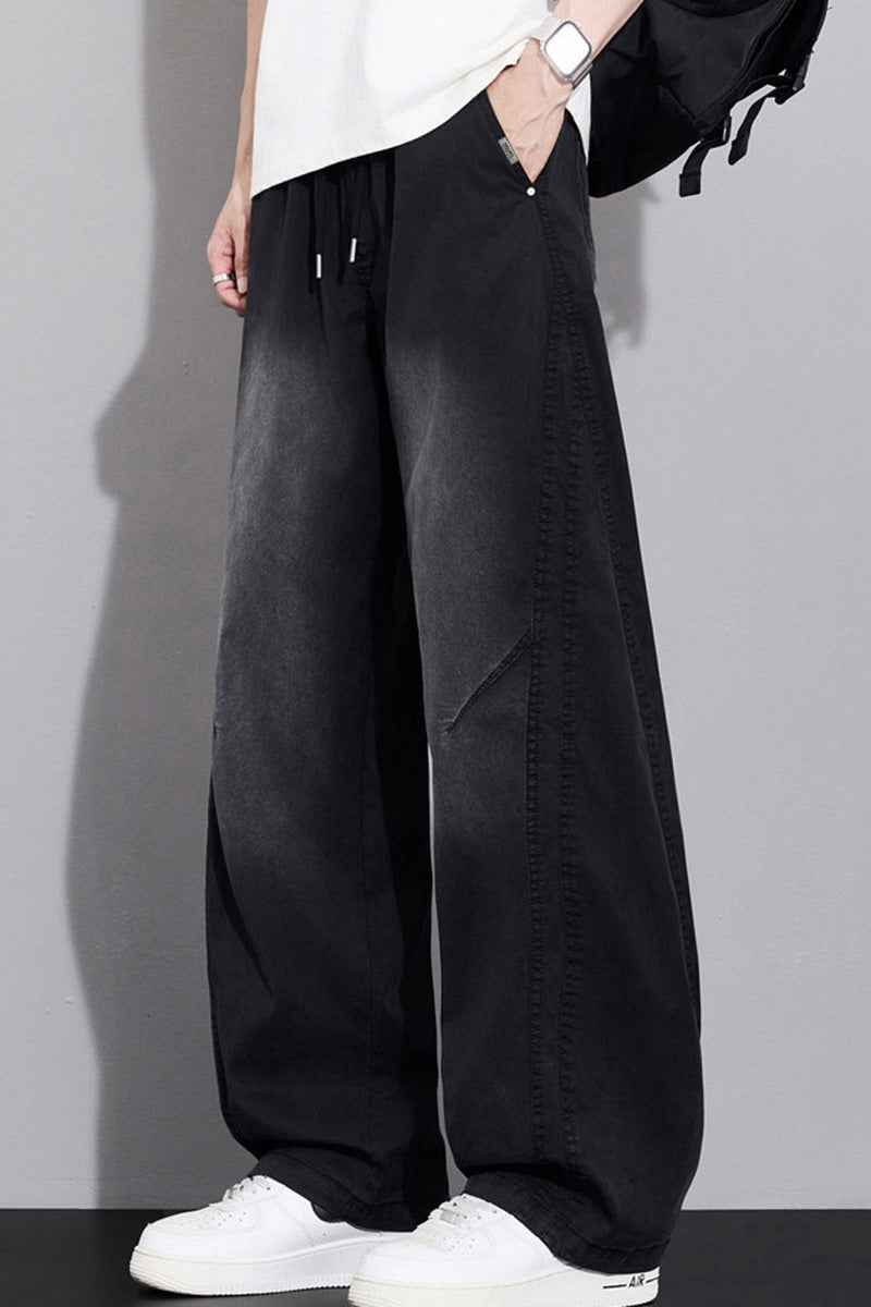 Jean homme en lyocell coupe sabre, pantalon décontracté droit ample style streetwear
