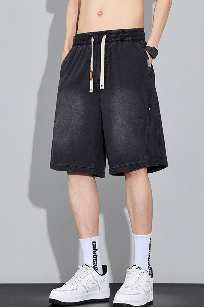 Bermuda Homme en Denim Tencel – Coupe Droite Ample, Léger et Respirant, Style Streetwear Tendance