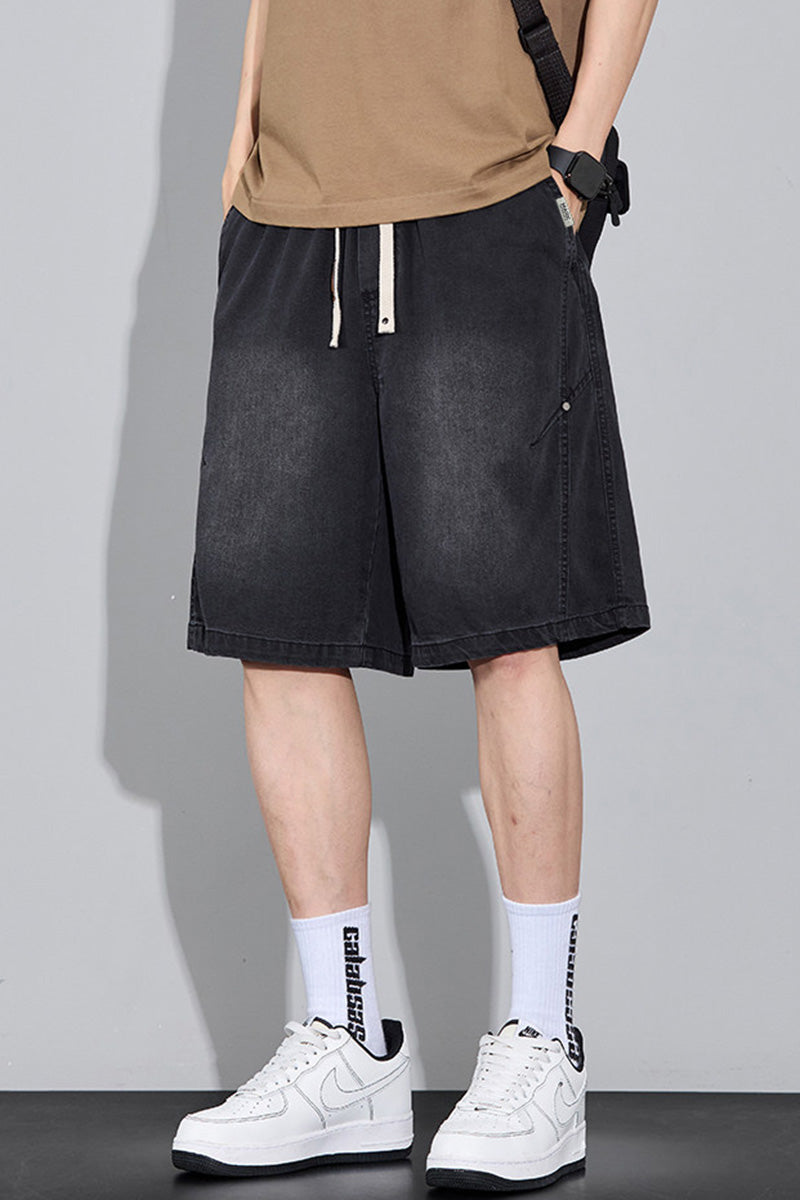 Bermuda Homme en Denim Tencel – Coupe Droite Ample, Léger et Respirant, Style Streetwear Tendance