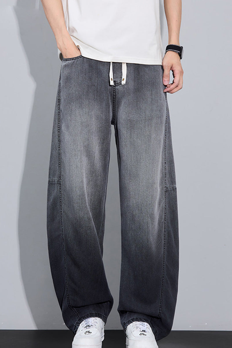 Jean homme coupe courbe effet délavé, pantalon d’été léger à coupe droite et ample, fluide et décontracté